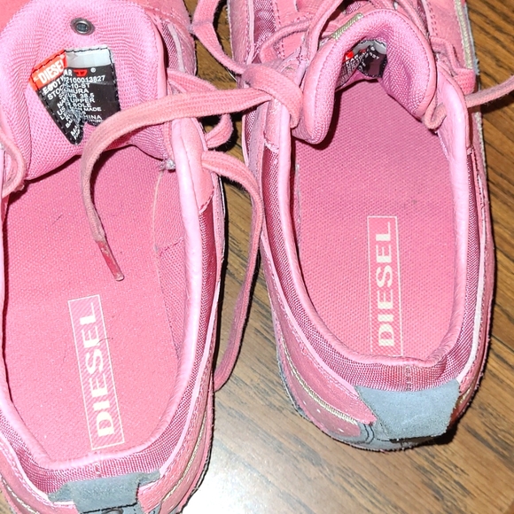 Vintage Y2K Diesel Women's Kimura Lace Up Leather Sneakers Pink Size 8 AWESOME! - Picture 6 of 8